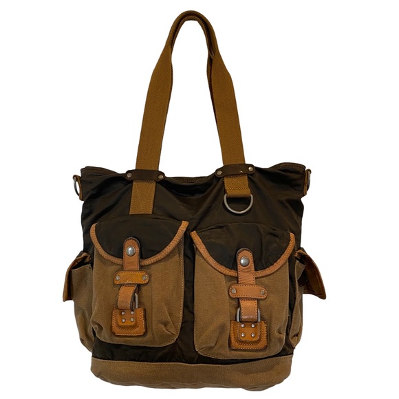 tsd Handbags - TSD Tapa Canvas Leather Mail Bag Large Brown Tones Earthy Purse